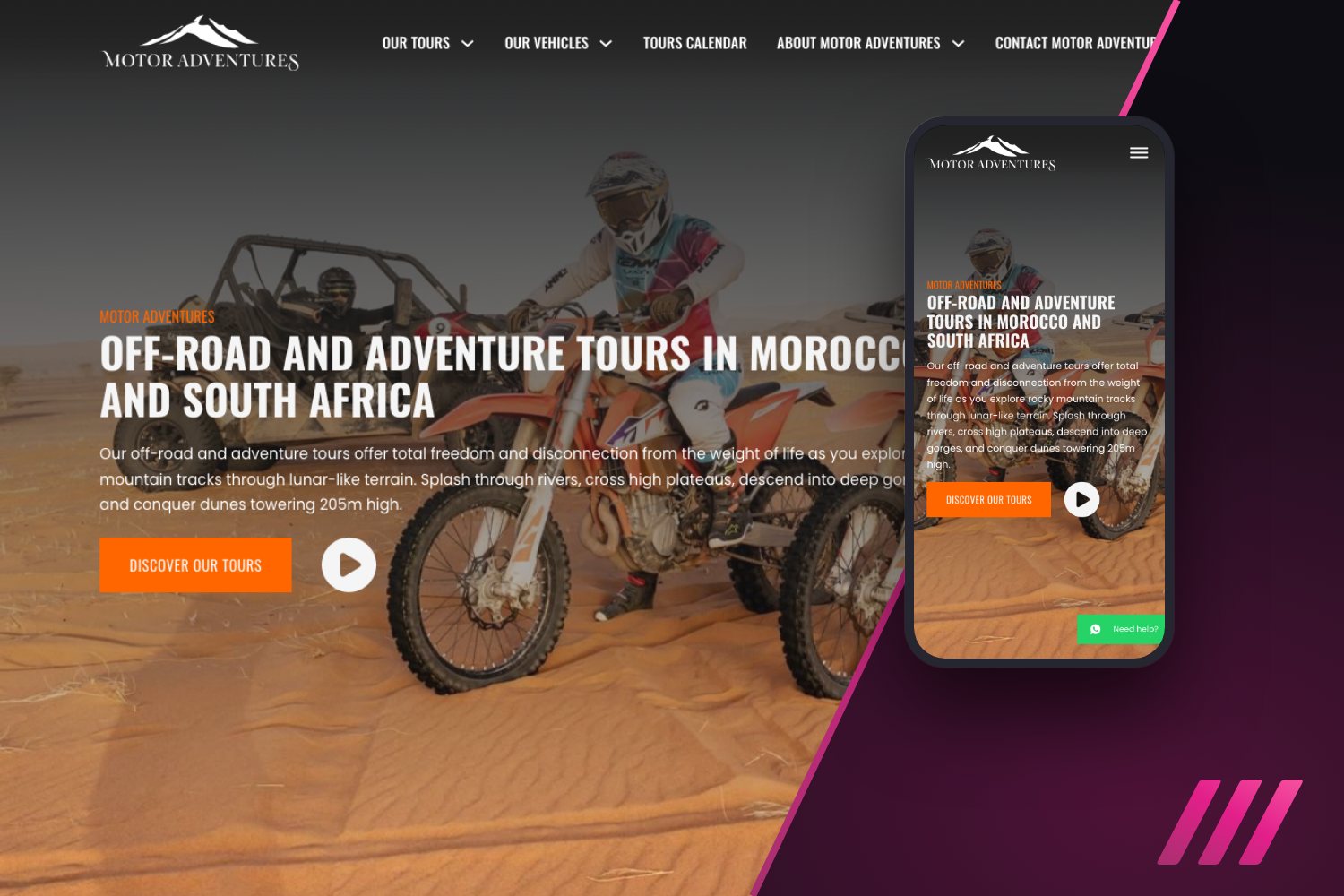 Website van Motor Adventures