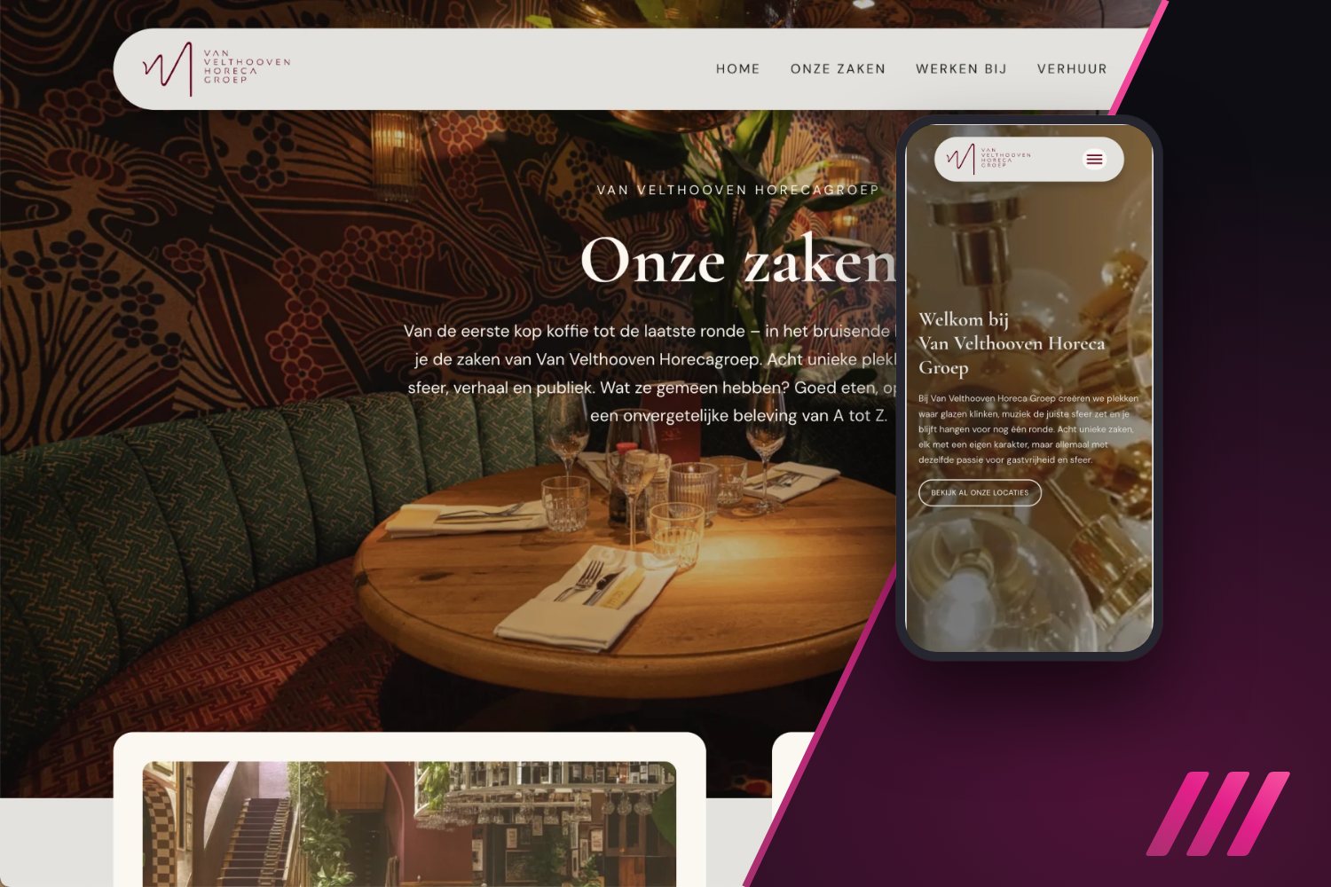 Website van Van Velthooven Horecagroep